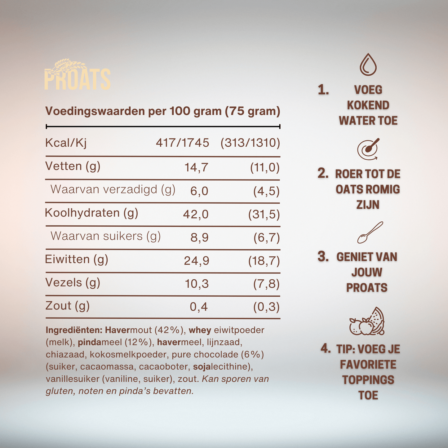 Peanut Butter Chocolate Chip Proteïne Oats - Havermout - PROATS