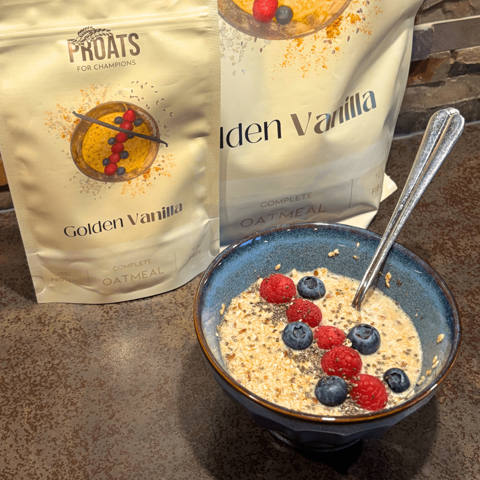 Bakje Golden Vanilla eiwit oats van PROATS